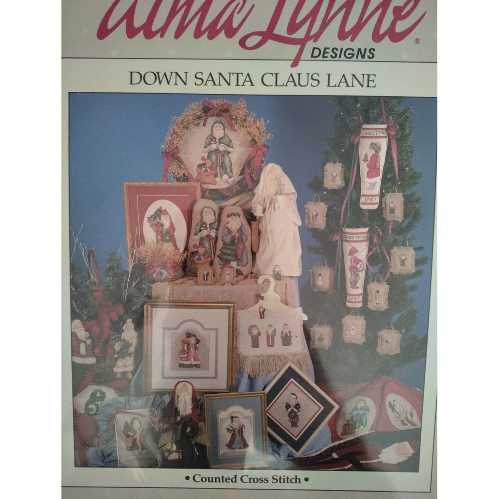 Vintage Alma Lynne Designs Down Santa Claus Lane Cross Stitch Pattern Book ALX65